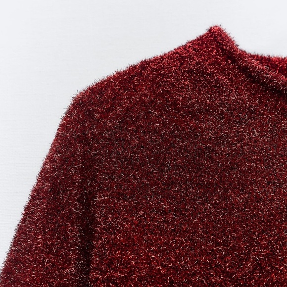 ZARA Bloggers Favourite Red Tinsel Knit Sweater  with Open Back Size Sma… - Picture 8 of 13